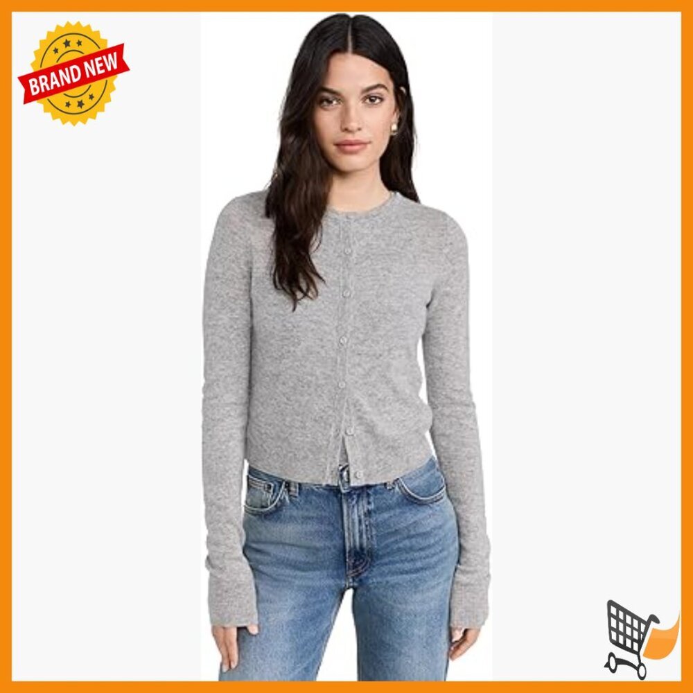Cashmere Cardigan Button Down Long Sleeve Crew Neck Lightweight Knit
